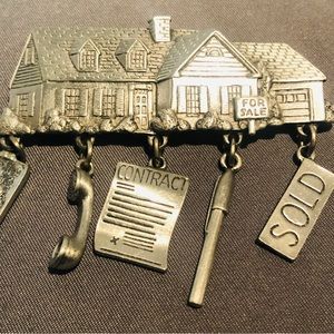 Vintage Cute Real Estate Pin/ Brooches and a charm